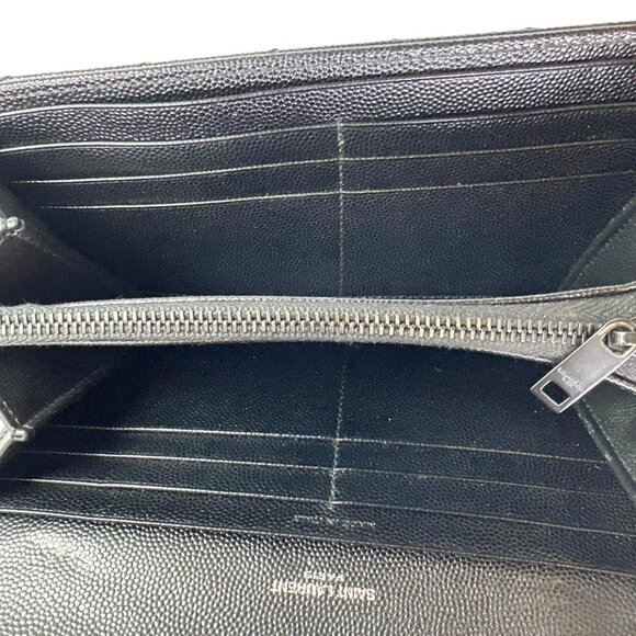 Yves Saint Laurent  Cassandra Grain De Poudre Leather Long Wallet Black - Picture 10 of 12